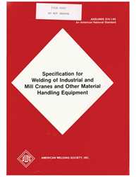 Picture of D14.1-1985 SPECIFICATION FOR WELDING OF INDUSTRIAL AND MILL CRANES AND OTHER MATERIAL HANDLING EQUIPMENT (PHOTO COPY ONLY)