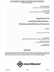 Picture of (PUBLIC REVIEW) D8.2-E2-DS1 - SPECIFICATION FOR AUTOMOTIVE WELD QUALITY--RESISTANCE SPOT WELDING OF ALUMINUM